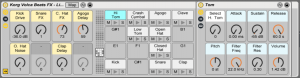 The FX Drum Rack, with effects applied to each specific cell, and Macros for easy tweaking.