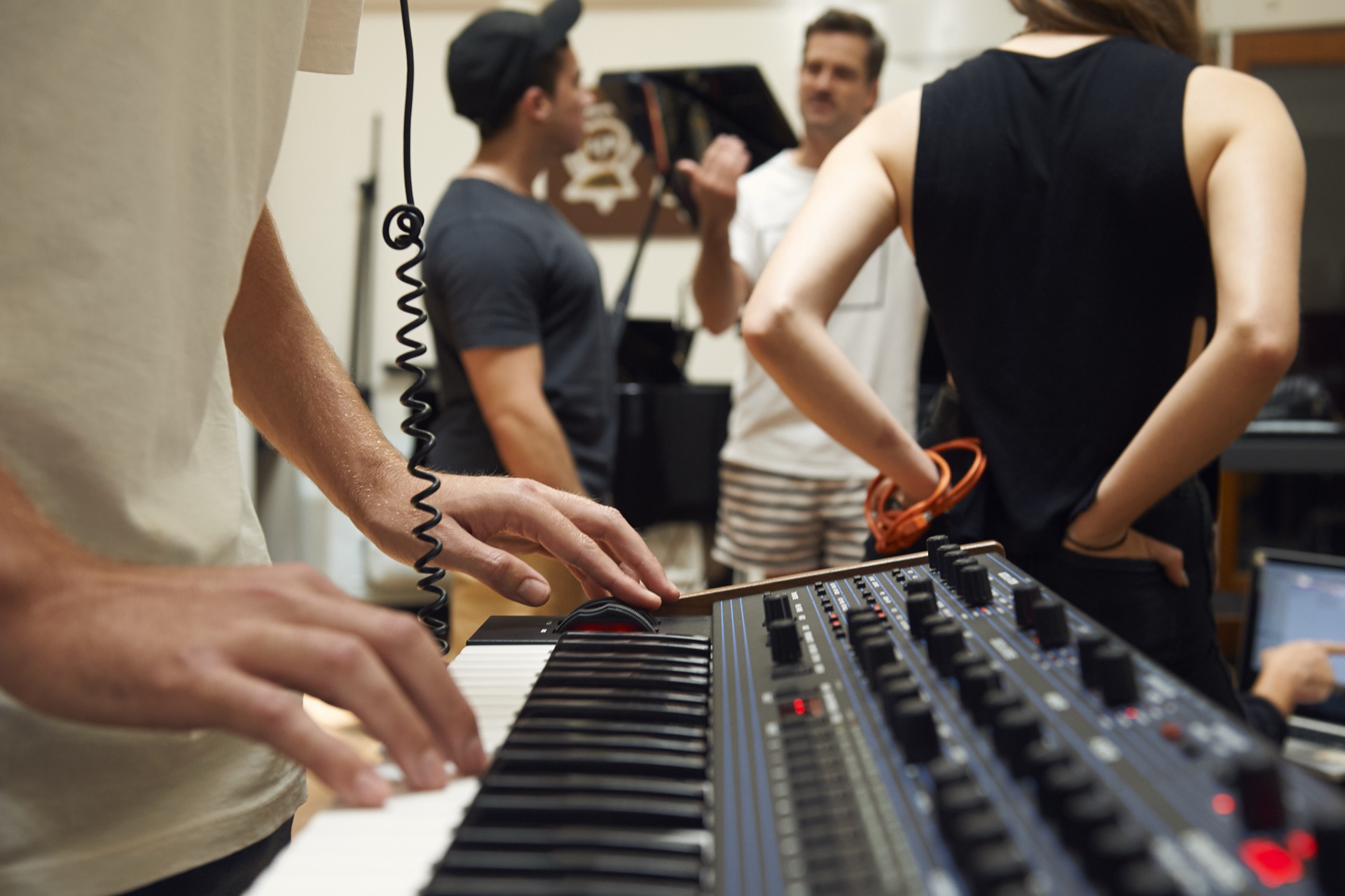 Michael Di Francesco (Touch Sensitive) collaborating with students in the studio at Liveschool Sydney