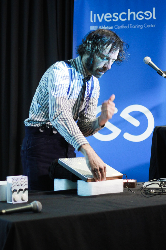Daedelus' jamming out on his Monome controllers