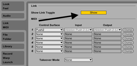 Show Link in Preferences