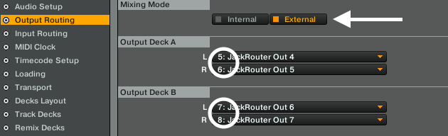 Traktor to Live Output deck routing