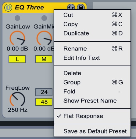 Activate Flat Response on EQ3