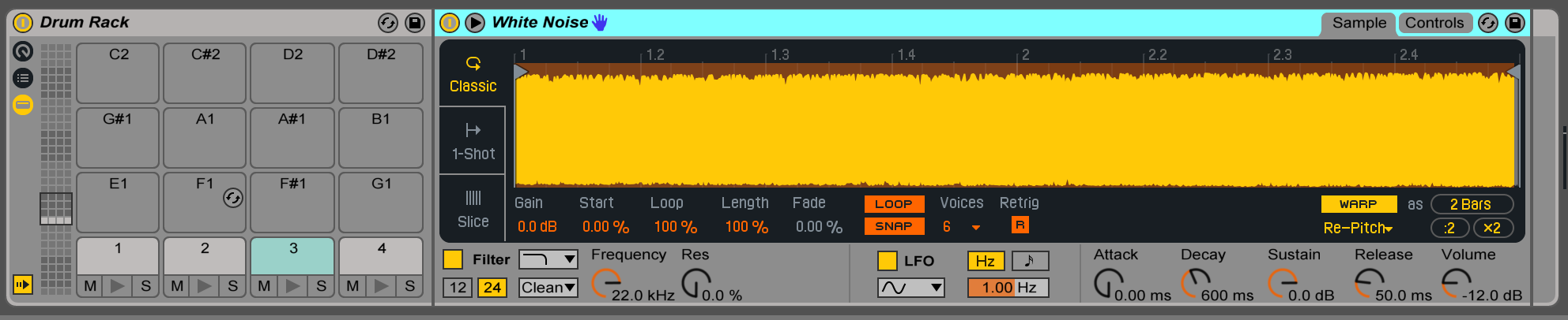 Drum rack noise triggers
