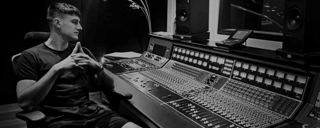 SUB-human Alex Braithwaite in studio mixing console