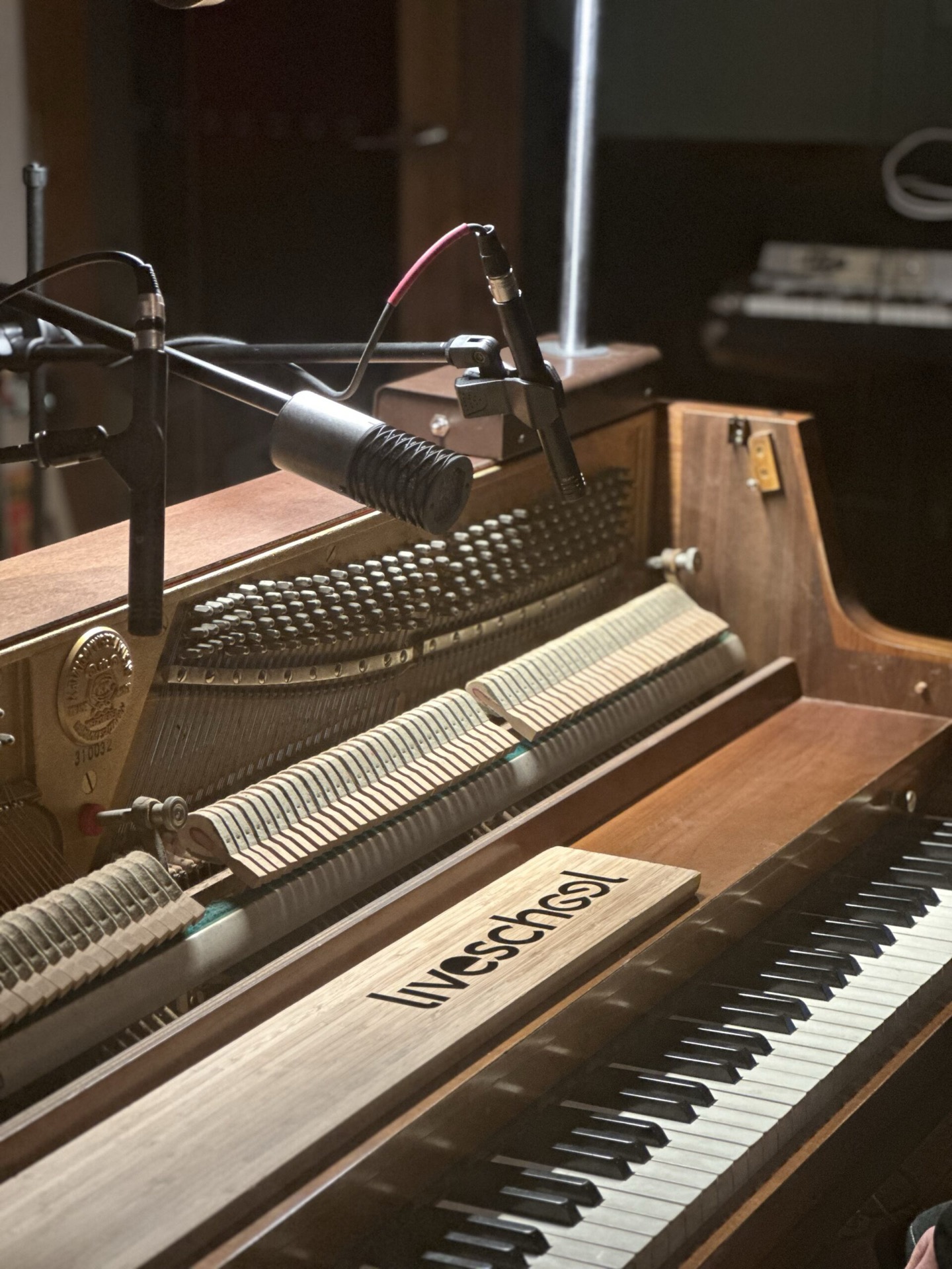 Multi-mic recording an upright piano with front panel removed for tone
