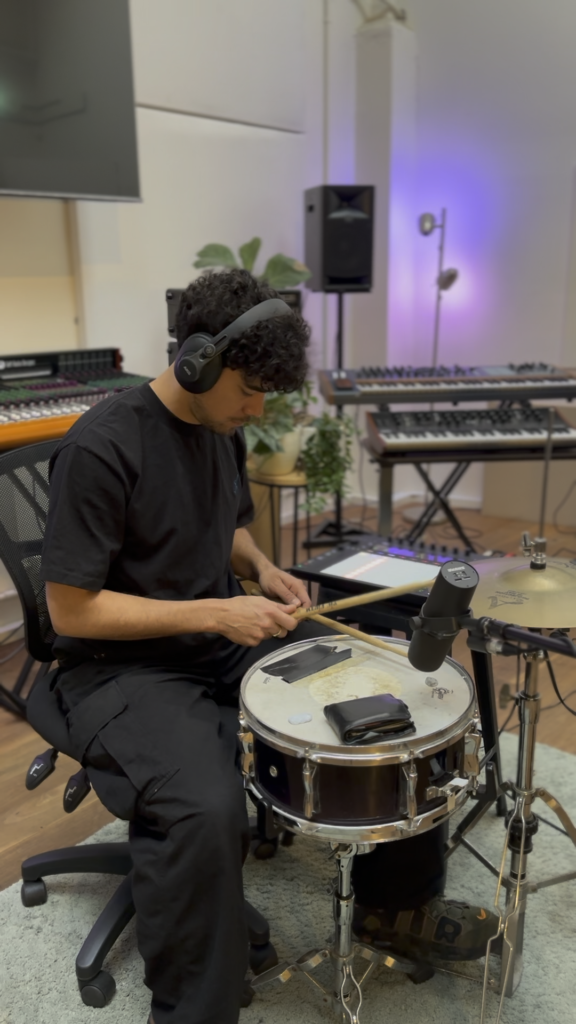 Setwun Josh playing drums to be sampled for his Artist Rack