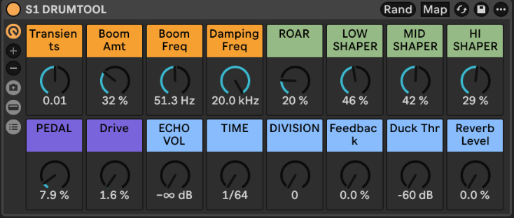 Image of Ableton Live Instrument Rack 'Drumtool' made by Setwun for his Liveschool Artist Rack The Song Starter